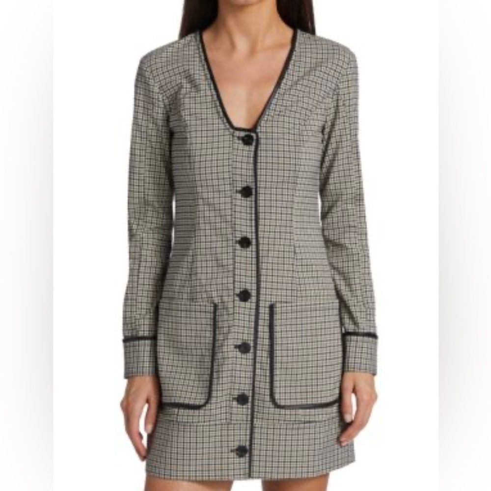 STAUD Black and Cream Checkered Robe